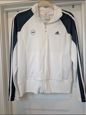 Adidas White and Navy Women's USA Track Jacket, size Medium